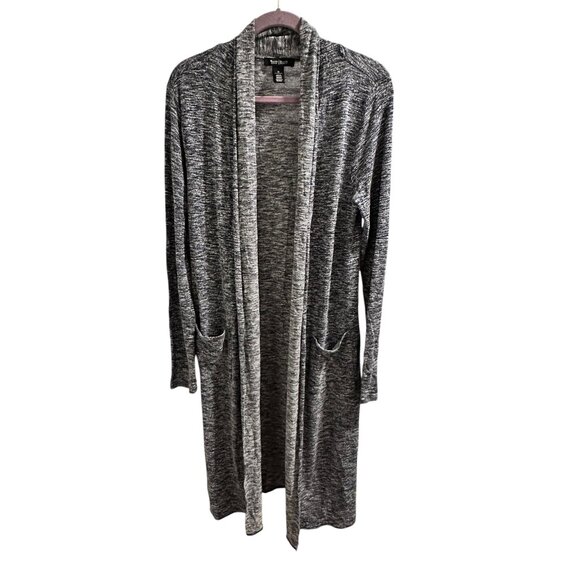 ✌️ 2/$40 ✌️ White House Black Market Long Open Front Cardigan, Pockets Sz M - Picture 1 of 7